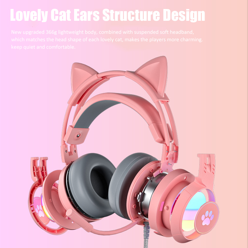 귀여운 고양이 귀 게임용 헤드폰, 마이크 포함, 소음  - Esports Gaming Headphones 리뷰 및 가격