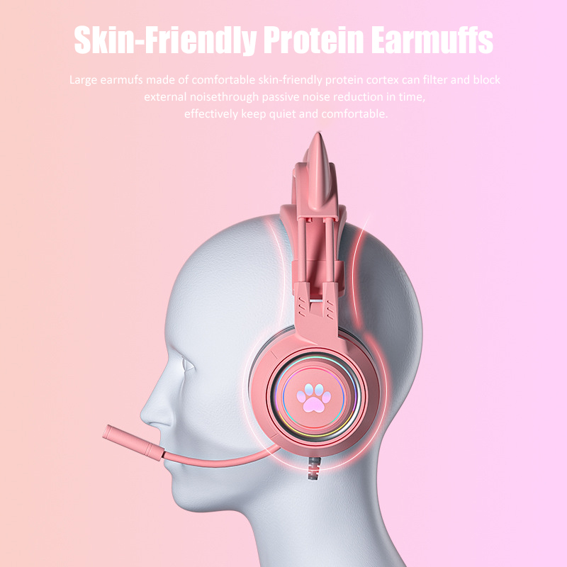 귀여운 고양이 귀 게임용 헤드폰, 마이크 포함, 소음  - Esports Gaming Headphones 리뷰 및 가격